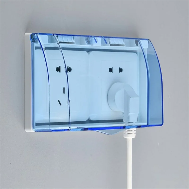 Outlet Cover Self-adhesive Waterproof 86-Type Electric Plug Socket Cover Baby Safety Socket Protector - Transparent Blue