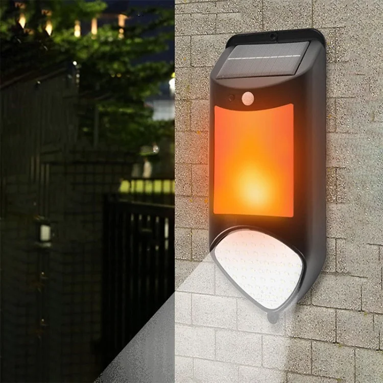 59-LED Solar Flame Light Outdoor Motion Sensor Wall Lamp for Porch Backyard Garden Corridor Garten - Black