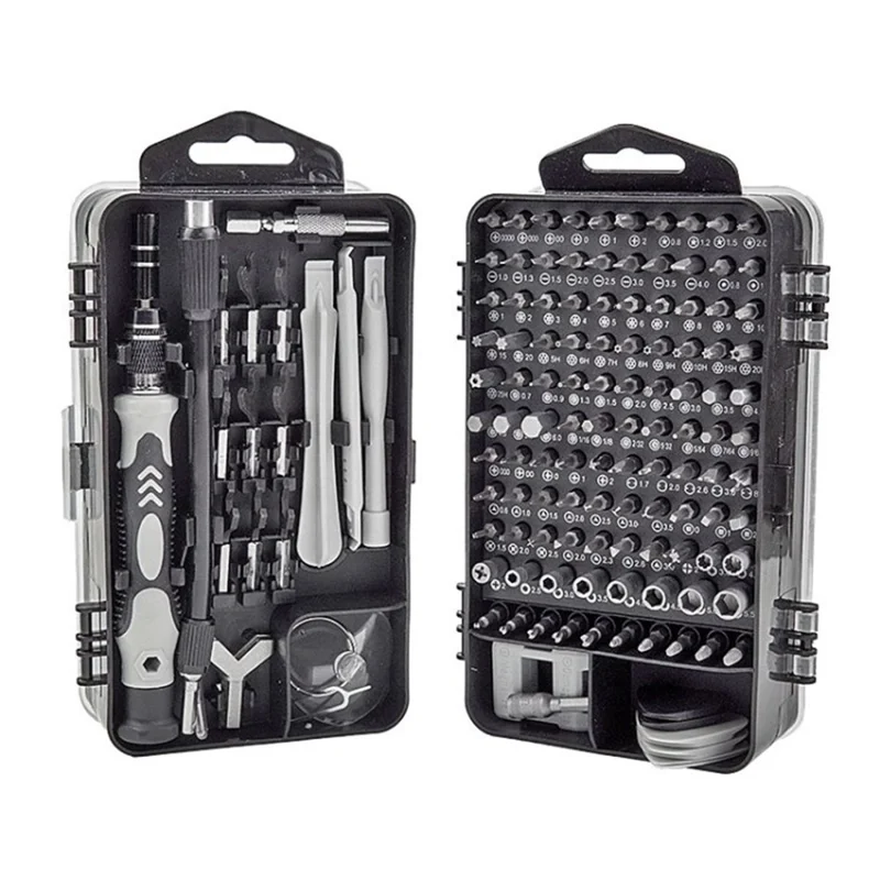 138 em 1 Chave de Fenda Definir Ferramenta Multifuncional Ferramenta de Precisão Kit de Reparo de Fenda Kit Ferramenta Para Computador, Telefone Celular - Cinza