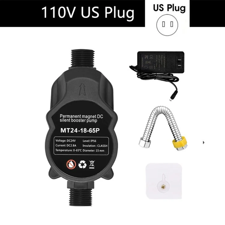 Pumpa di Booster a Pressione Dell'acqua DC 24V Pompa Per la Casa Automatica Per la Casa Per il Bagno Della Cucina Domestica - MT24-18 - 65p / Spina Degli Stati Uniti