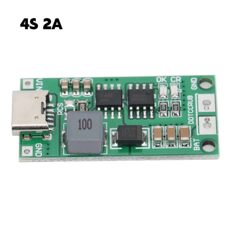2S / 3S / 4S Charging Module Battery Charging Board Type-C Step-Up Boost Module 18650 Lithium Battery Charger Module - 4S 2A