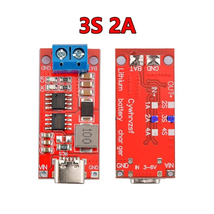 Módulo de Carregador de Bateria Tipo c USB 2s / 3S / 4S 18650 Módulo de Impulso do Carregador de Íon Lipo Polymer - 3s 2a