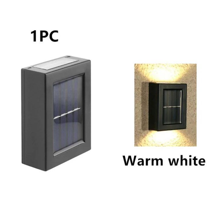 8x6x2.3cm LED Solar Wall Light Garden Decoration Light Para el Patio Del Porche de Jardín - Luz Amarilla / 2 - Dirigió / 1 pc