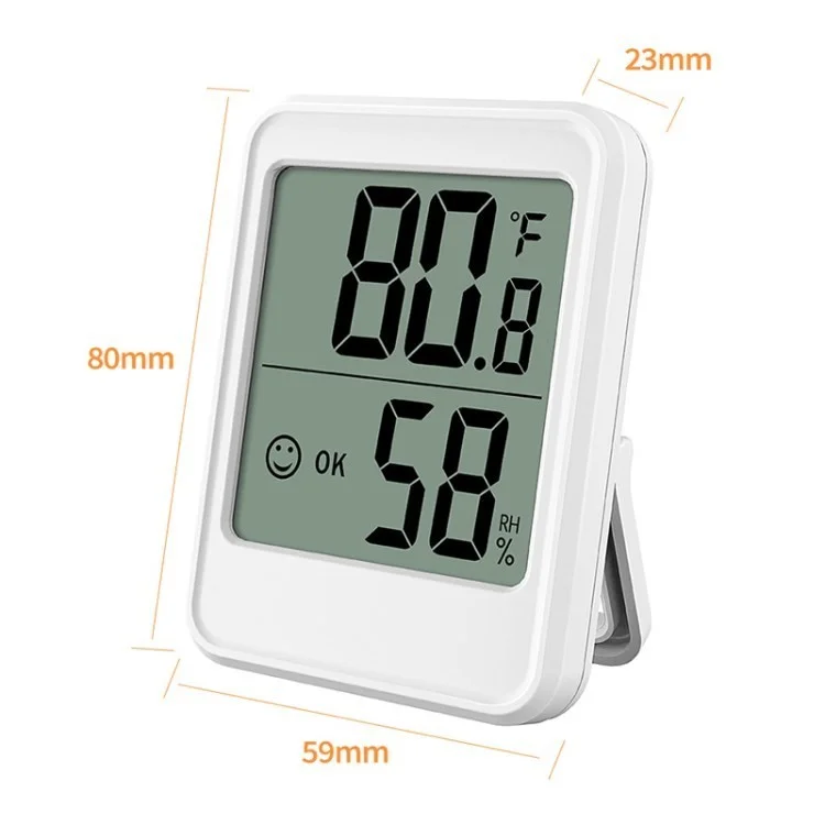 MC40 Indoor Thermometer Hygrometer LCD Digital Temperature Humidity Gauge Meter Monitor - White