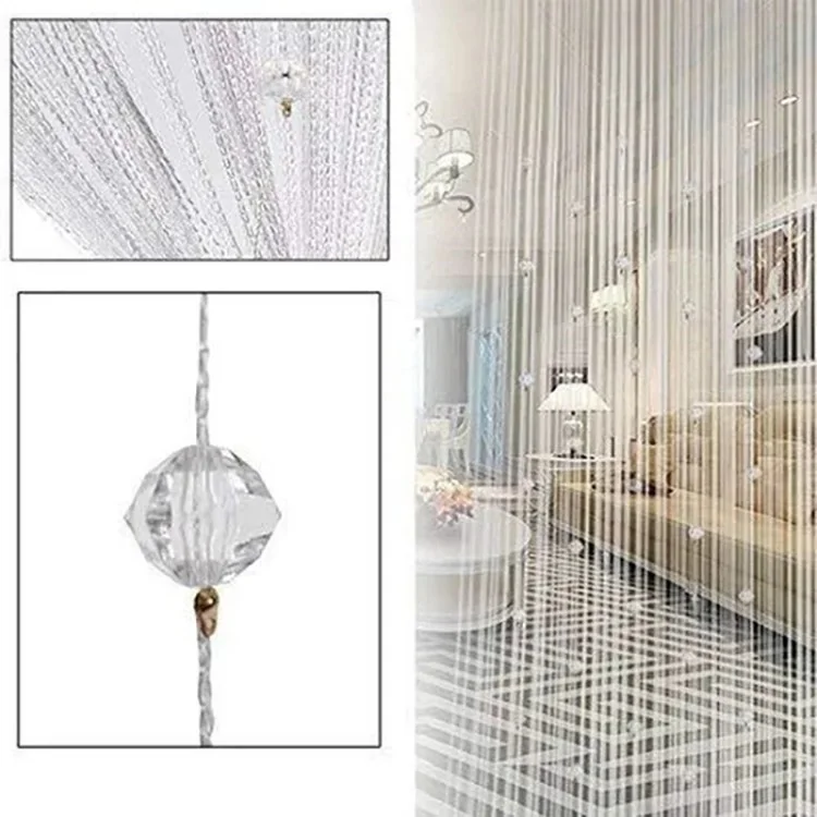 Minchas de Acrílico de 1x2m Cortina de Linha Pendurada Cortina de Corda Para Decoração da Sala de Casa - Branco / 1x2m