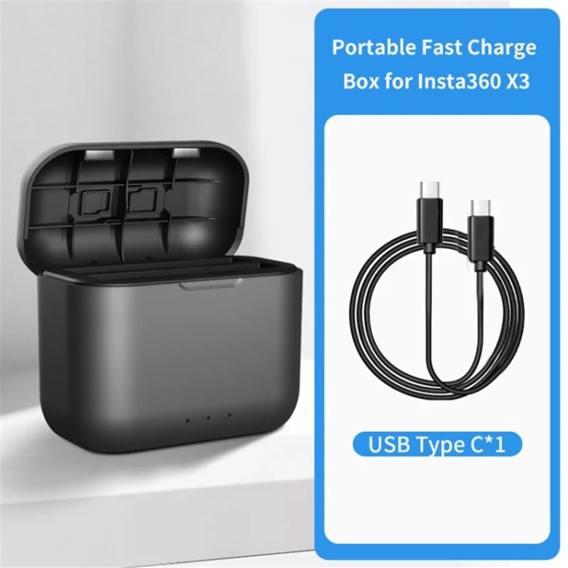 Batería Portátil Amagisn Case de Carga Rápida Para la Cámara de la Cámara de Acción Insta360 X3 Caja de Carga de la Batería