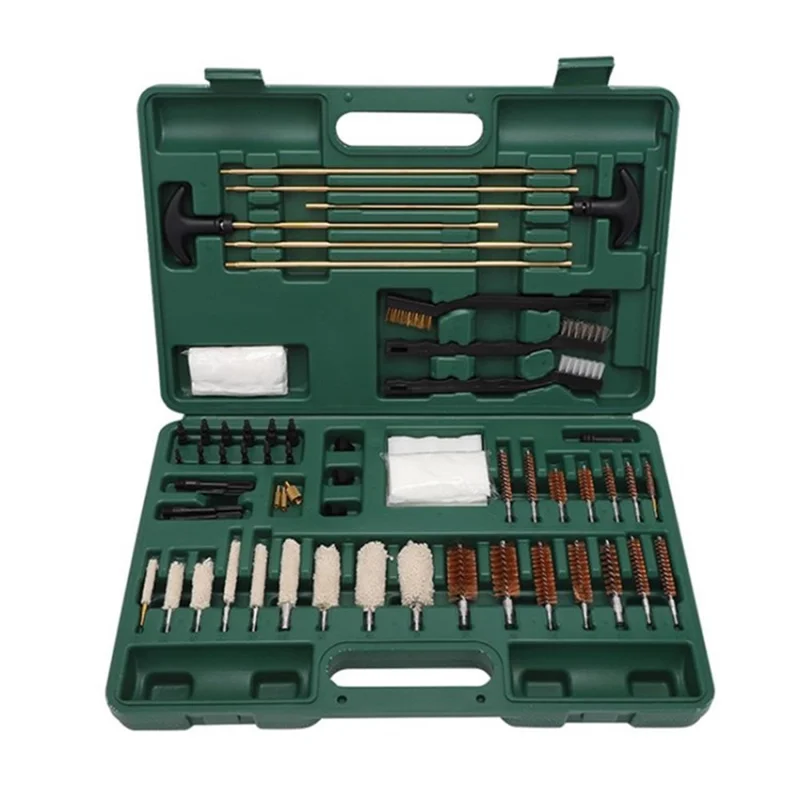 Universal rengøringskit til pistoler til jagtgevær, håndvåben, haglgevær rengøringskit med kuffert - plast + klud