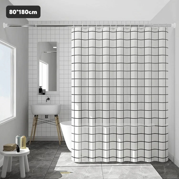 Peva Duschvorhang Wasserdichtes Muster Gedruckter Dusch Linerbat Vorhang Für Badezimmerbadewanne - Weiß Überprüft / 80x180 cm