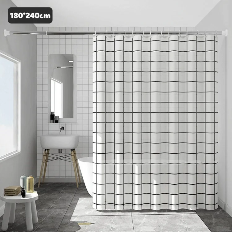 Cortina de Ducha PEVA Patrón Impermeable Ducha Impresa Cortina Para Bañera de Baño Para Baño - Blanco Revisado / 180x240cm
