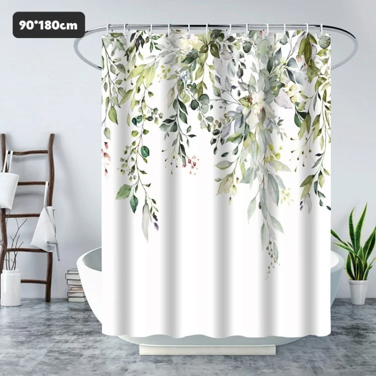 Duschvorhang Wasserdichte Hängende Blätter Botanische Dusche Badezimmer Badewanne Vorhang Minimalist Duschvorhang Liner - Stil A / 90x180 cm