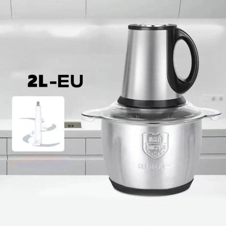 Food Processor Blender 3 Velocidades Multifuncional Molido de Carne Eléctrica Chopper de Alimentos (sin Certificado de la Fda) - 2l / Enchufe de la ue