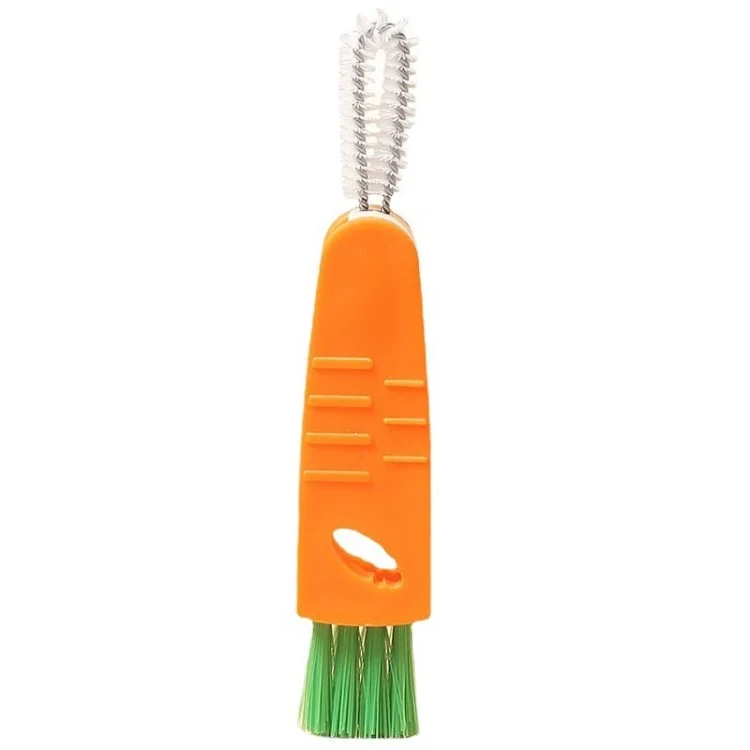 3-in-1 Multifunctional Cleaning Brush Carrot Style Mini Glass Cover Bottle Crevice Brush Cleaner
