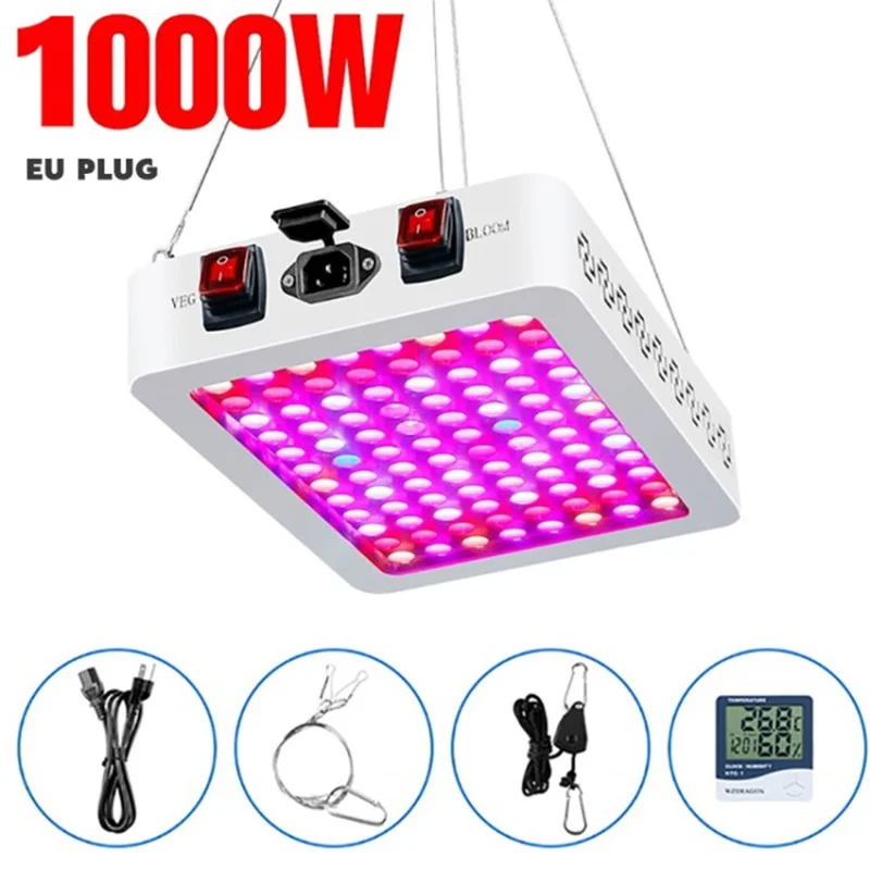 Full Spectrum Grow Light for Indoor Plants with Dual Switch - 1000W / EU Plug