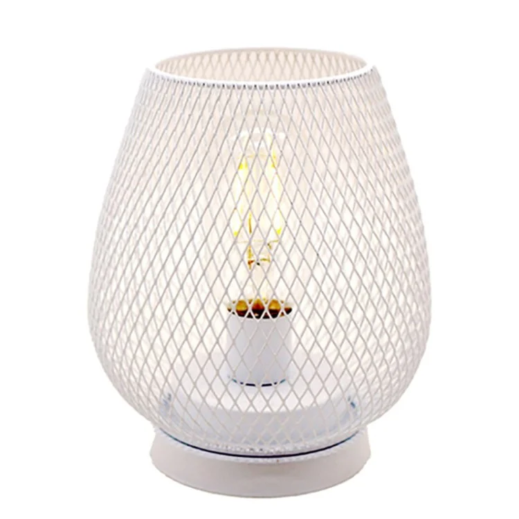 Night Light Vintage Table Lamp Cesta de Cesta de Gaiola Lanterna Lanterna Lâmpada Decorativa - Branco / Branco Quente