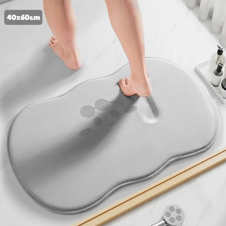 Espuma de Memoria Mat de Baño Super Suave Agua Seca Rápida Absorbente de Piso Sin Deslizamiento Alfombra - Gris / 40x60cm