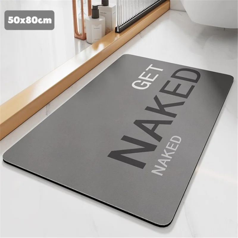 Water Absorbent Bath Rug Door Mat Quick Drying Bathroom Floor Carpet - Black / Dark Grey / 50x80cm