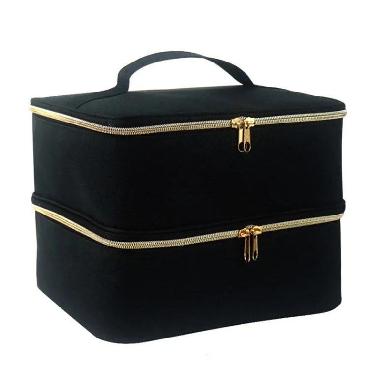 Nail Polish Storage Bag Makeup Tools Pouch Portable Dual Manicure Tool Organizer Bag - Black