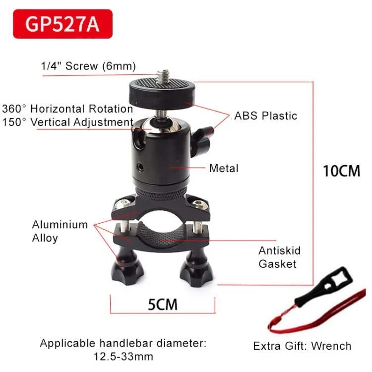 TUYU Motorcycle Bike Handlebar Mount Bracket Bicycle Holder for Gopro Max Insta360 One XR - Style A