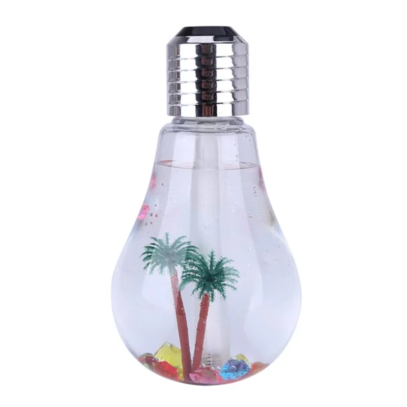 400ml Mini Bulb Humidifier 7-Color LED Light USB Air Moisturizing Mist Diffuser Atomizer - Colorful Stone / Silver