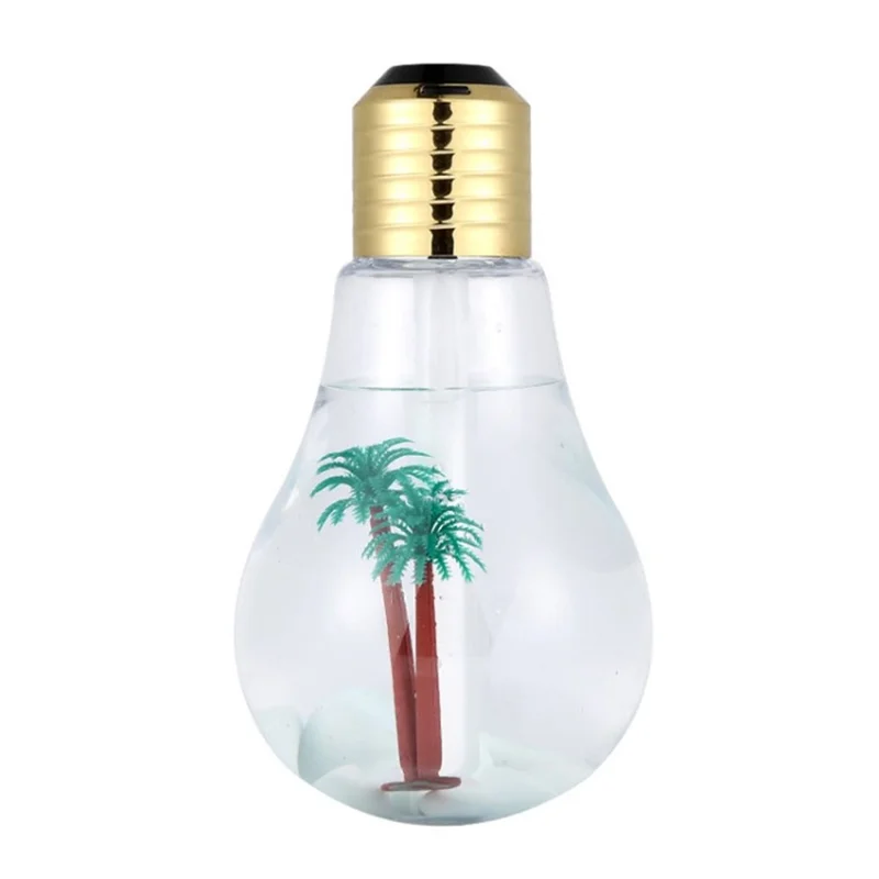 400ml Mini Bulb Humidifier 7-Color LED Light USB Air Moisturizing Mist Diffuser Atomizer - White Stone / Gold