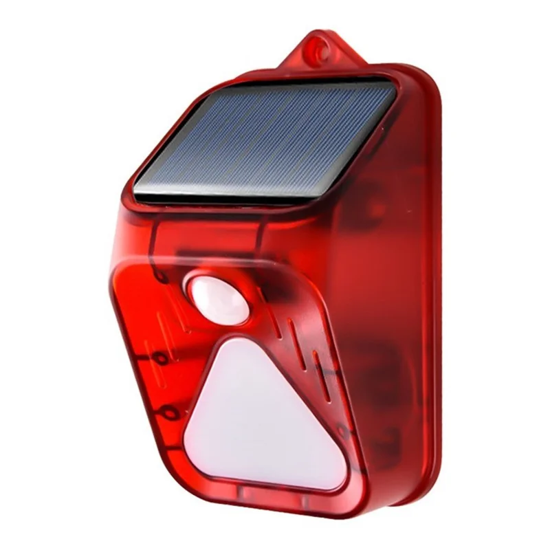 Solar Security Light Alarm Light LED Motion Sensor Energy Saving Warning Light Animal Repeller - Red