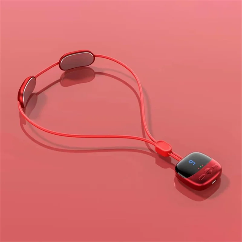 Portable Neck Massager Hanging Cervical Spine Massage Device for Neck Pain Relief - Red