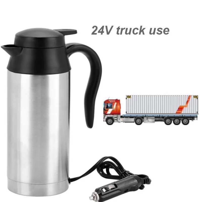 750ml Car Electric Kettle Portable Stainless Steel Heating Kettle (BPA-Free, No FDA Certified) - 24V / 240W