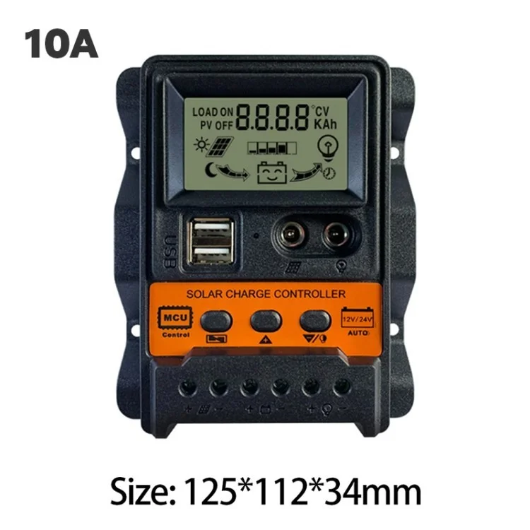 K1688 Controlador de Carga Solar LCD Dual DC+USB 12 / Regulador de Cargadores de Panel Solar de 24 v - 10 a