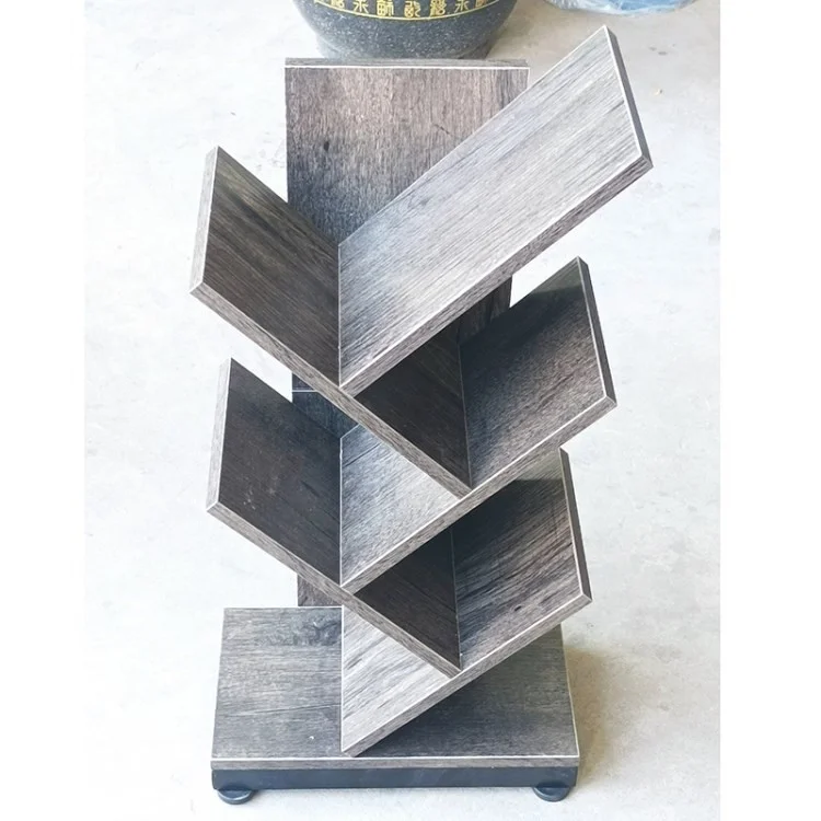 V3 Floor Standing Tree Bookshelf Magazine Bücher Bücherregal Bücherregal Mit Eisen Unteren Rahmen Für Home Office (MOQ: 500)