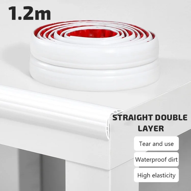 Furniture Corner Protector TPE Strip Baby Proofing Furniture Table Edge Guard - Straight / 1.2m / White