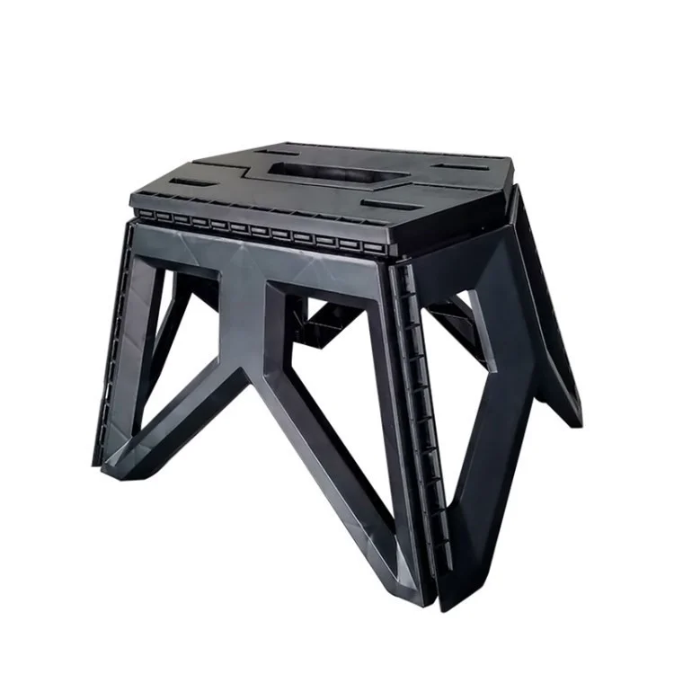Portable Folding Stool Hiking Backpacking Stool Chair for Outdoor Fishing Camping - Black