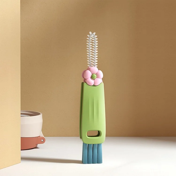 3-in-1-mehrzweck-tasse Deckendetail Pinsel Stroh Reiniger Werkzeug Wasserflasche Reinigungspalpe Pinsel - Gelbgrün