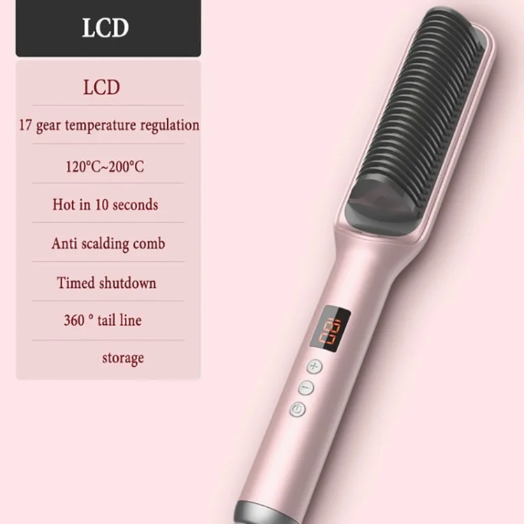 Hair Saiderener Peigl Négatif Ion Cloraison Des Cheveux Brosse Support à 360 Degrés Rotation Avec Affichage - Rose