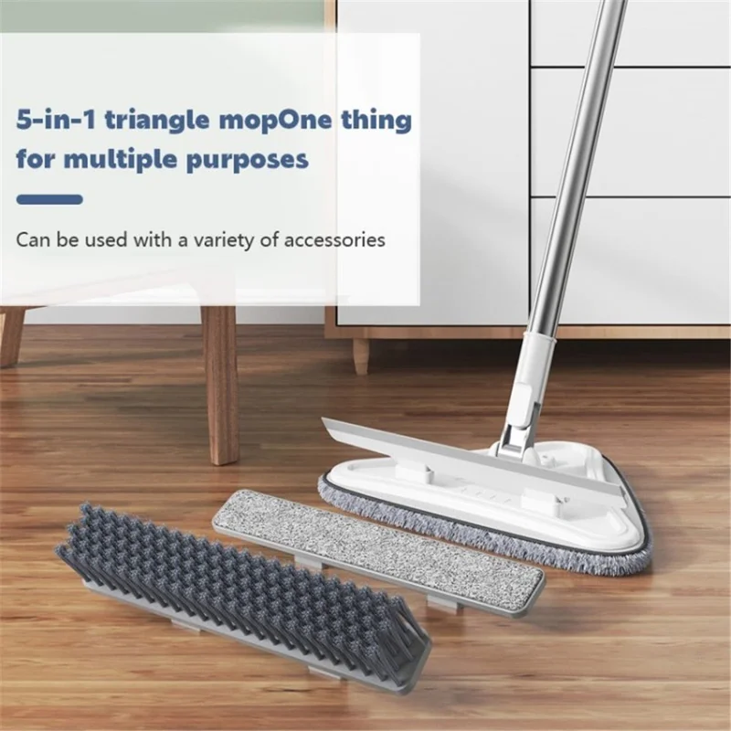 5-in-1 Triangular Mop Telescopic Home Wall Ceiling Floor Cleaning Mop Household Cleaning Brush - Grey