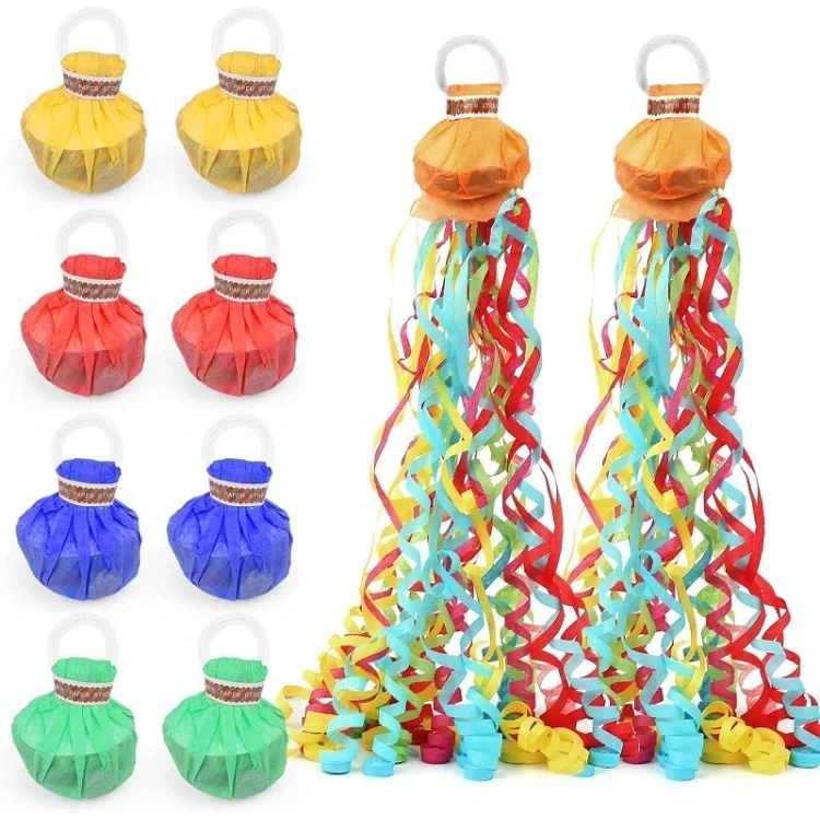 10Pcs Hand Throw Streamers Poppers Magic Props Stage Accessories for Birthday Wedding Party - Colorful