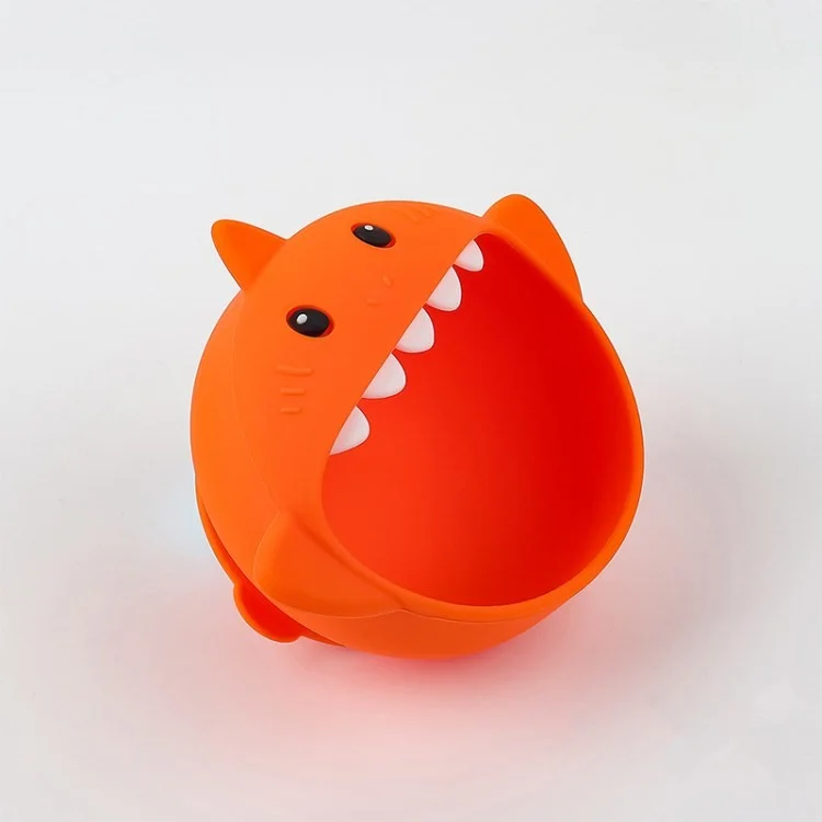Baby Baby Baby Baby Baby Baby Baby Silicone Resistente al Calor Del Tiburón Con Taza de Succión (sin Bpa, Sin Certificado de la Fda) - Naranja