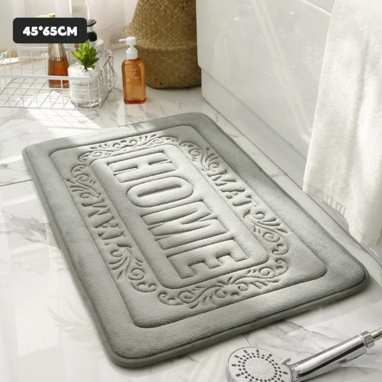 Memória Floor Floor Tapete Não Deslizante Super Água Absorvente Tapete de Banho Seco Rápido - Cinza / 45x65cm