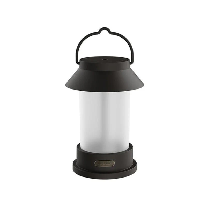 Mini Humidifier Portable Rechargeable Retro Camping Light Humidifier for Home, Office and Outdoor - Black