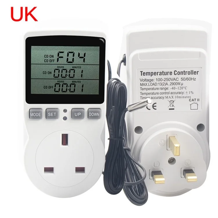 Digital Temperatur Controller Outlet Socket Thermostat Outlet Plug Mit Timer - UK Plug