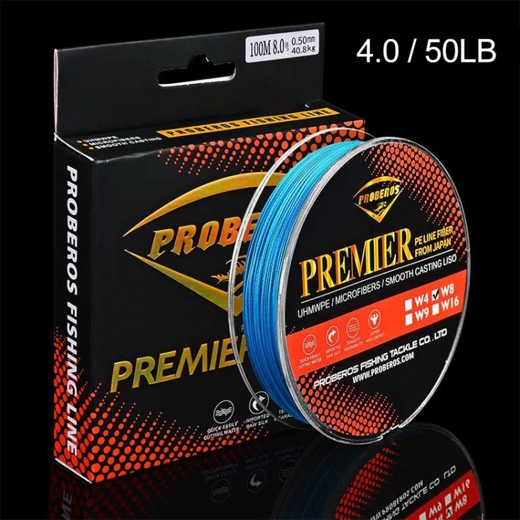 PROBEROS 100m 8-Braided PE Braided Fishing Line 50-100LB Fishing Line - Blue / 4.0 / 50LB