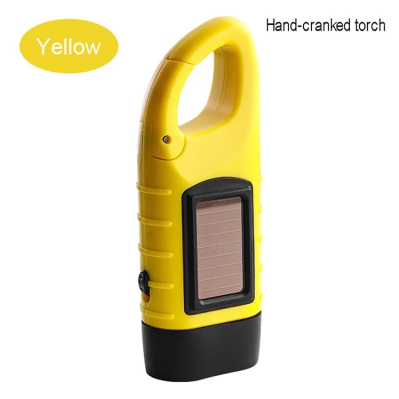 BL0008 Portable Solar Powered Flashlight Rechargeable Hand-Cranked LED Emergency Torch Outdoor Climbing Backpack Hiking - Yellow