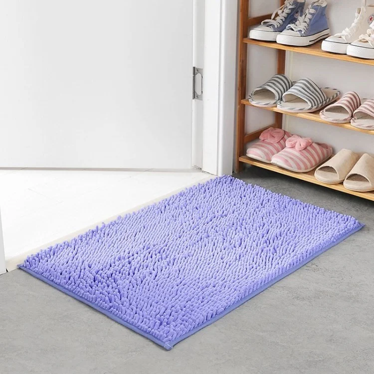 Chenille Floor Mat 50x80cm de Salle de Bain Doux Tapis Absorbant de Salle de Bain Absorbant Machine de Salle de Bain Machine de Salle de Bain Lavable Tapis Pelucheux - Violet
