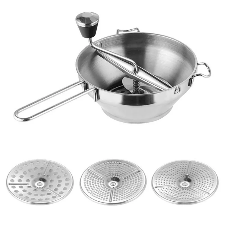 Manual Food Mill with 3 Grinding Disks Vegetable Cutting Tools Kitchen Cutter (without FDA Certificate)