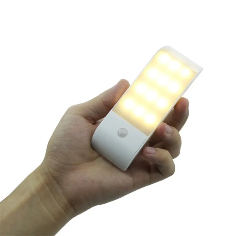 FYD-1616 12-LED Night Lamp Infrared Motion Sensor Rechargeable Wardrobe Light - White / Yellow Light / 1W