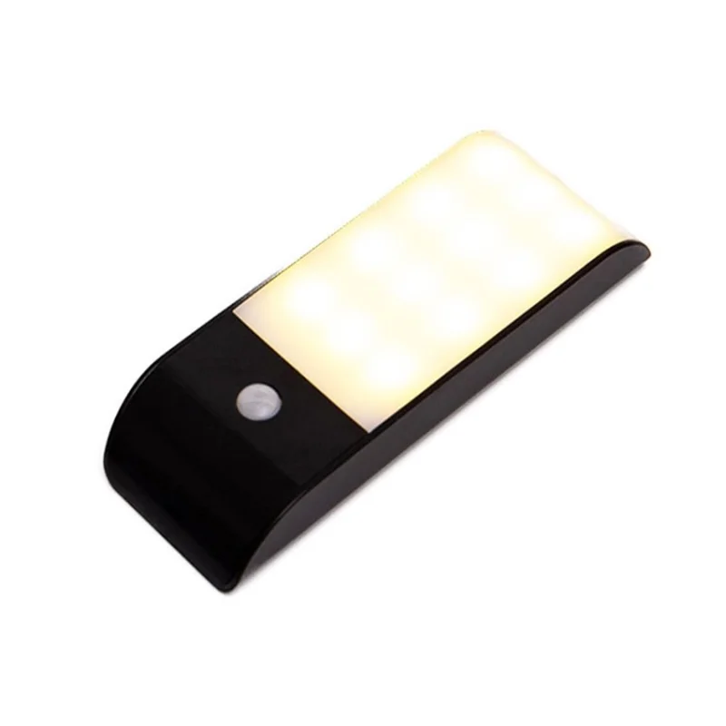 FYD-1616 12-LED Night Lamp Infrared Motion Sensor Rechargeable Wardrobe Light - Black / Yellow Light / 1W