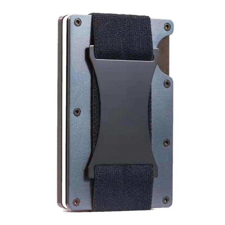 Para Billetera Airtag Money Money Clip Bocket Bocket Case Tarner Metal de Aluminio Metal Minimalista de Hombres Billetera - Negro / Gris