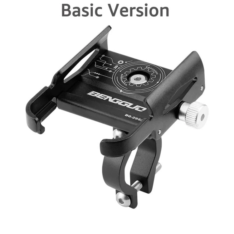 BENGGUO BG-2952 Bicycle Handlebar Phone Holder Aluminum Alloy Phone Mount for 4.7''-7'' Phones - Black / Basic Version