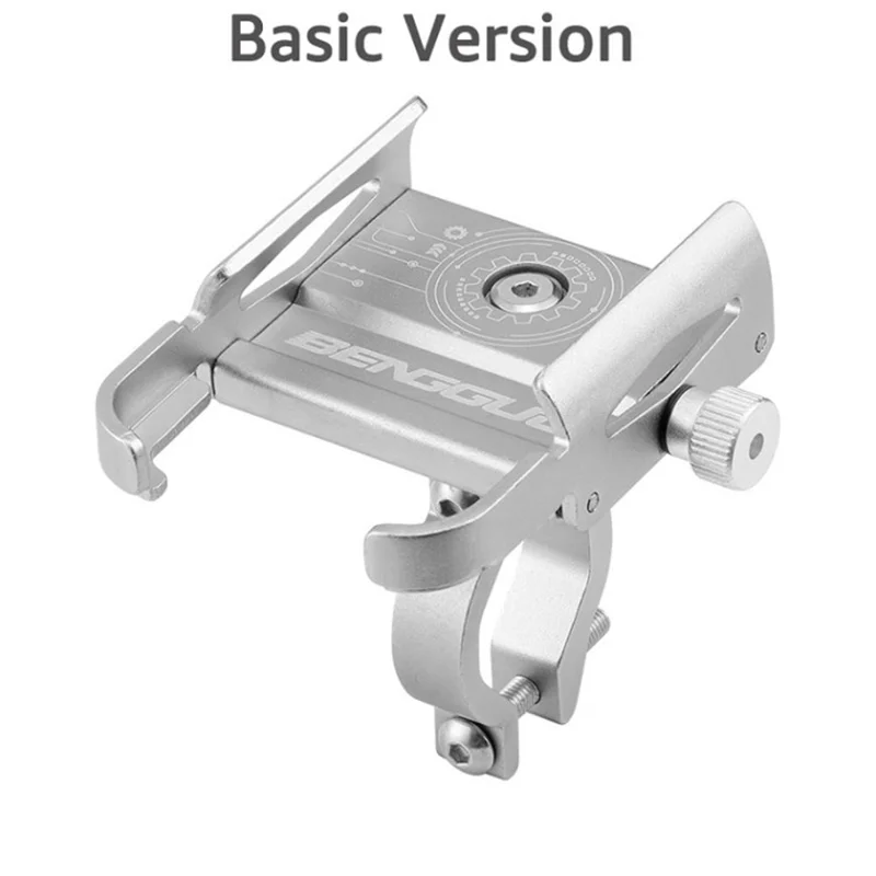 BENGGUO BG-2952 Bicycle Handlebar Phone Holder Aluminum Alloy Phone Mount for 4.7''-7'' Phones - Silver / Basic Version