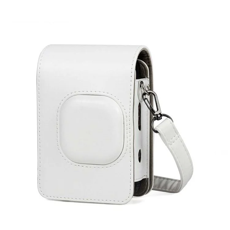 CAIUL Soft PU Leather Instant Camera Case for Fujifilm Instax Mini LiPlay Storage Bag - White