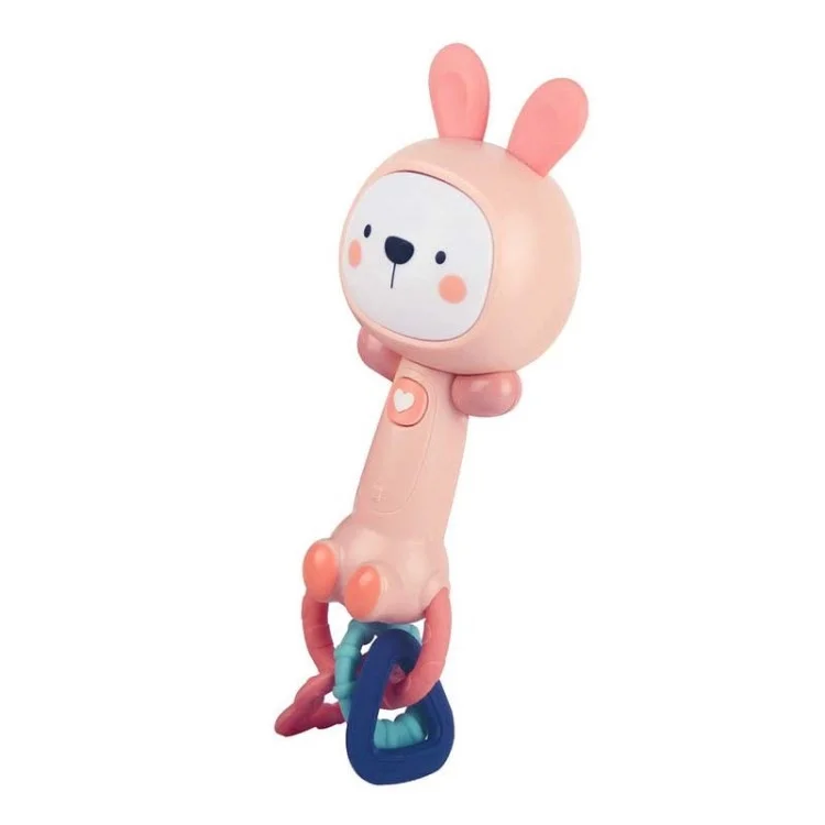 Cute Baby Rattle Teether Toy Early Educational Toy with Music Light - Rabbit